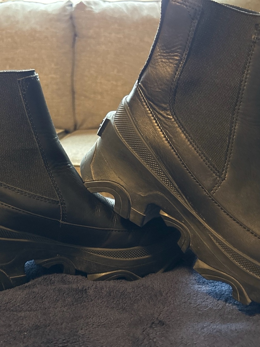 SOREL Brex Waterproof Black Leather Chelsea Boot Lug Platform Sole Size 7 - Picture 2 of 6